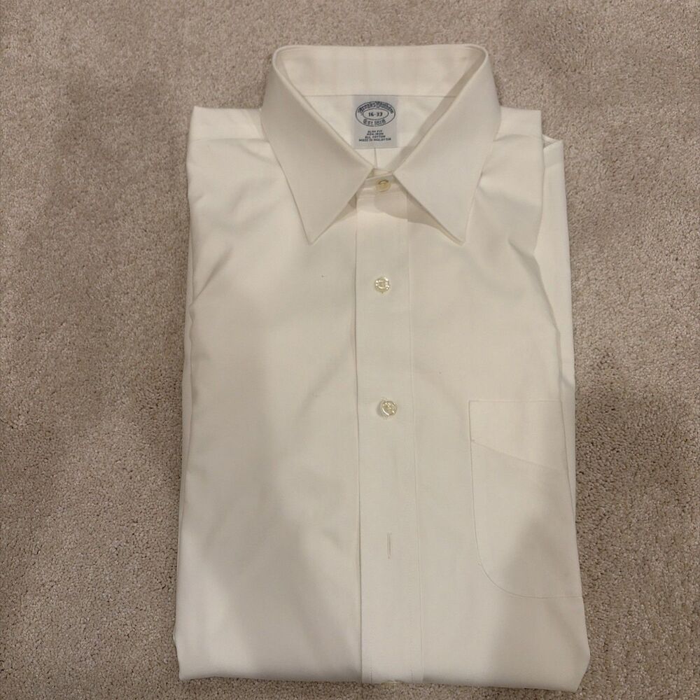 Brooks Brothers Non-Iron Cotton White Dress Shirt  26-33